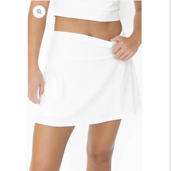 Volare White Serve It Up Mesh Tennis Pickleball Athletic Skirt Skort NWT - Picture 4 of 14